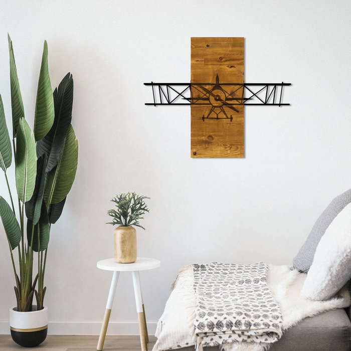 Wallity Teyyare Escultura de pared de Madera y Metal Nogal y Negro